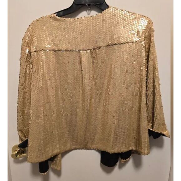BABY PHAT Sparkly Gold Sequined Plus Sz 2X Holiday Party Lightweight Open Jacket - Picture 5 of 7